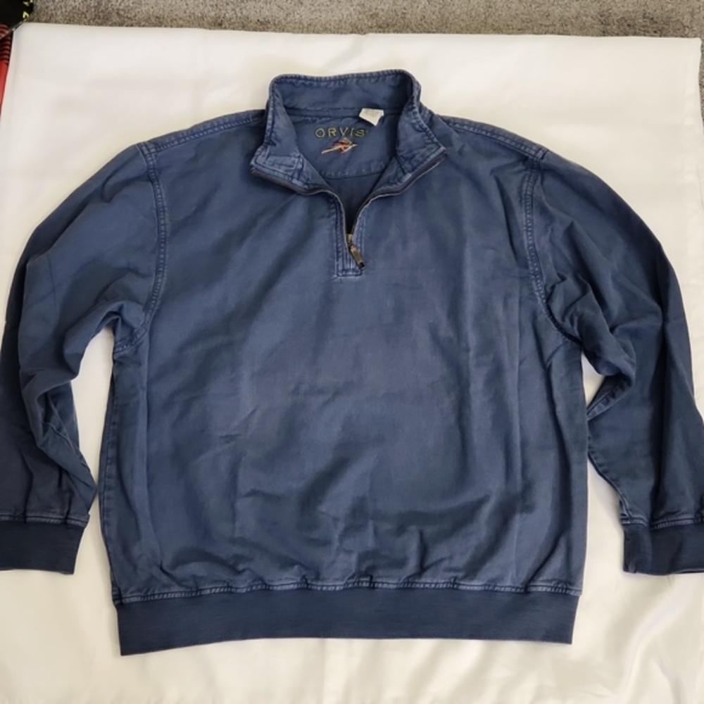 Orvis Men's Twill Quarter Zip Pullover, Large